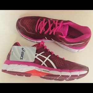 Pink and Red ASICS Shoes